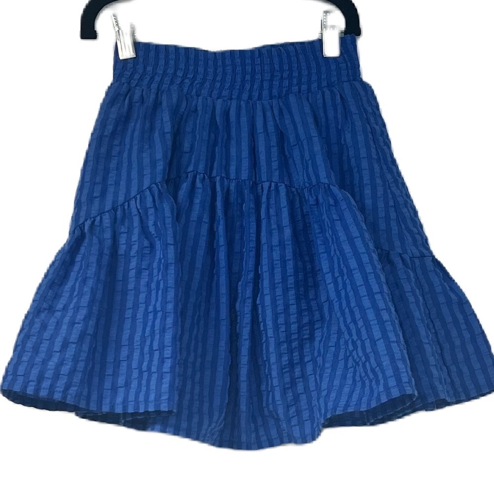 NWOT Coco Blanc Blue Bubble Skirt Girl Size 6 Textured Lightweight Elastic Comfy